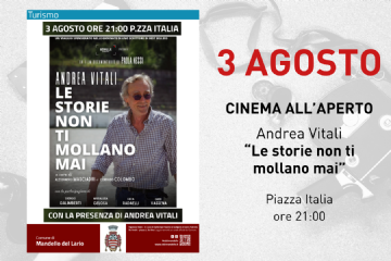 L'immagine riporta la foto dello scrittore Andrea Vitali e i dettagli dell'evento presenti in descrizione