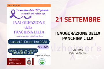 Inaugurazione panchina lilla per la giornata mondiale dell'Alzheimer