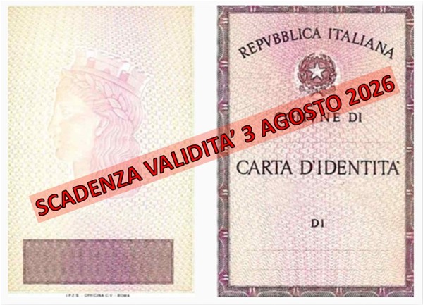 Carta d'identità cartacea valida fino al 3 agosto 2026