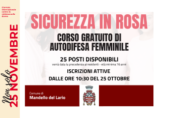 Sicurezza in Rosa - Torna il corso gratuito di autodifesa femminile promosso dal Comune di Mandello del Lario