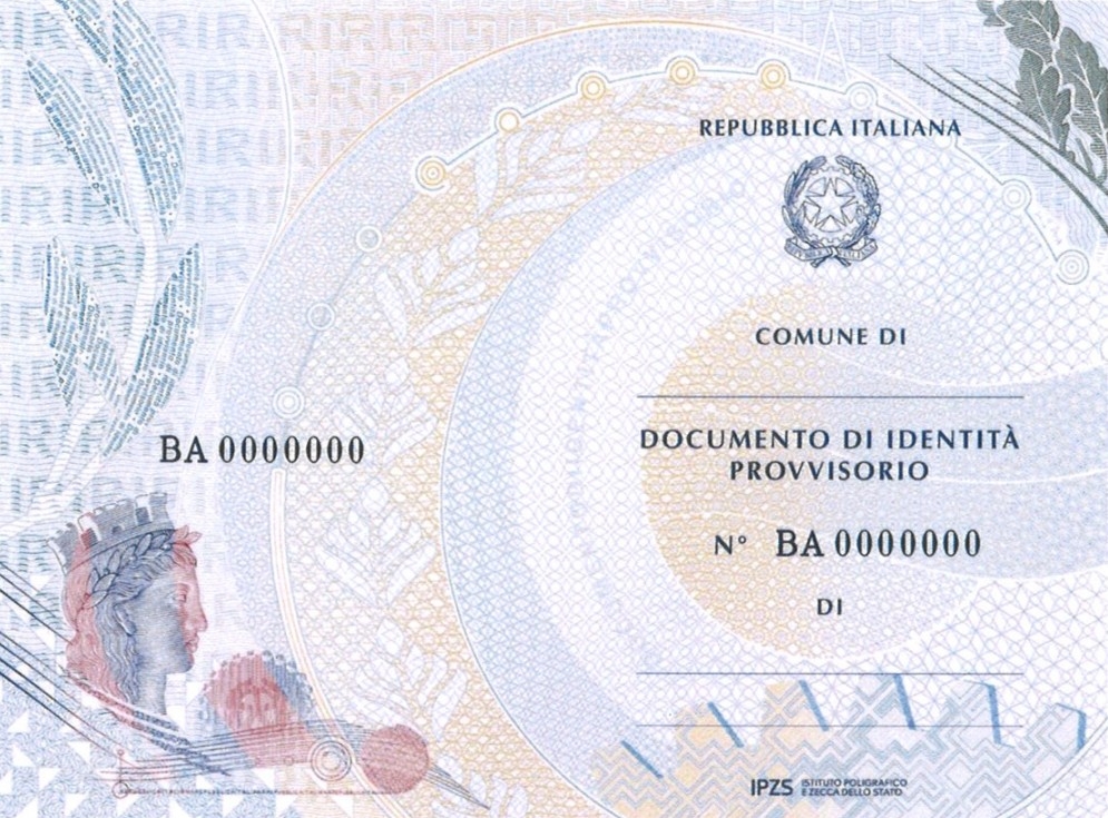 documento di identità provvisorio - fac- simile